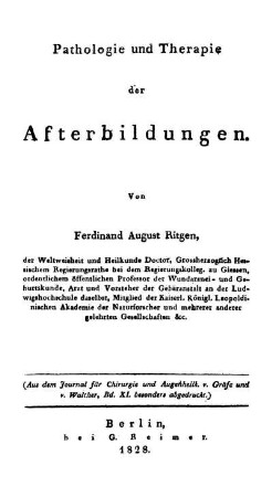 Pathologie und Therapie der Afterbildungen