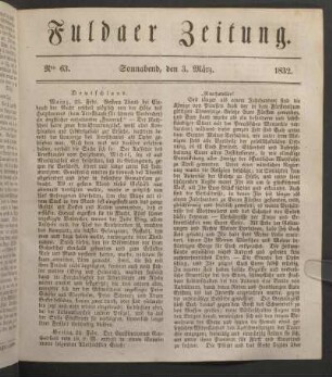 Sonnabend, den 3. März. 1832