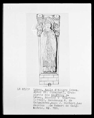 Lèves (Eure-et-Loir): Grabplatte des Geoffroy de Lèves, Bischof von Chartres