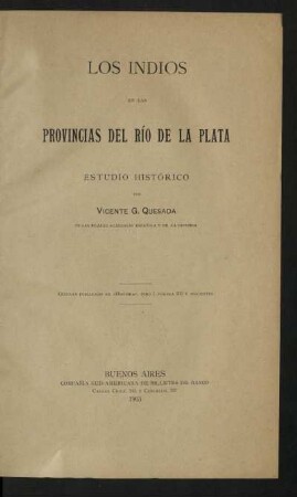 Los indios en las provincias del Río de La Plata : estudio histórico