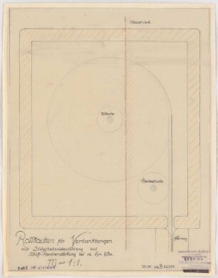 Haus des Rundfunks, Berlin-Charlottenburg: Sitzungssaal, Rollkasten für Verdunkelungen, Schnitt, Detail 1:1