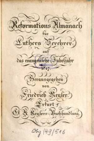 Reformations-Almanach : auf das Jahr ..., [1.] 1817