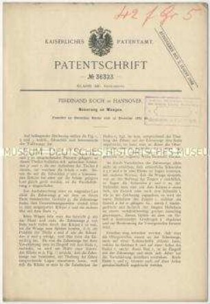 Patentschrift einer Neuerung an Waagen, Patent-Nr. 36323