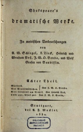 Dramatische Werke, Bd. 8