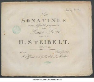 Six Sonatines d'une difficulte progressive pour Piano-Forte : Oeuvre 49