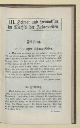 III. Heimat und Heimatflur im Wechsel der Jahreszeiten
