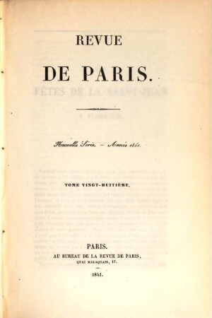 La Revue de Paris. 28. 1841