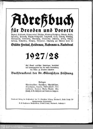 1927/28: Adreßbuch für Dresden und Vororte