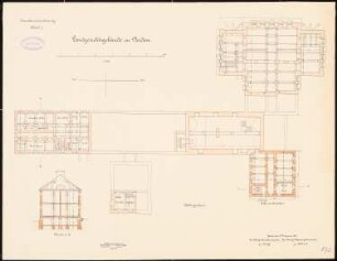 Landgericht und Gefängnis, Verden: Grundriss Keller, Querschnitt 1:150