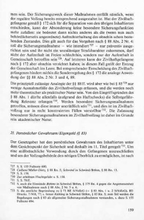 21. Persönlicher Gewahrsam / Eigengeld (§ 83)