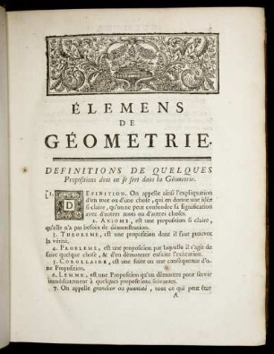 Elemens de Géometrie.