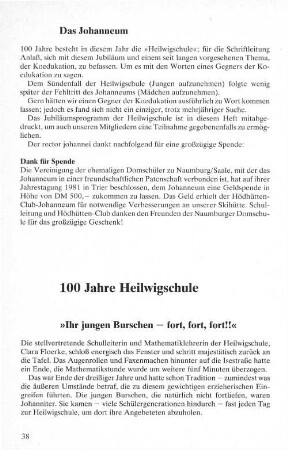 100 Jahre Heilwigschule "Ihr jungen Burschen - fort, fort, fort!!"