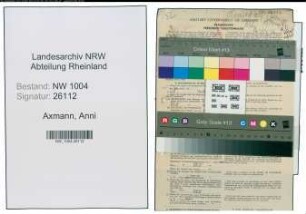 Entnazifizierung Anni Axmann , geb. 30.05.1921 (Postangestellte)