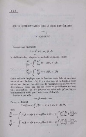 Sur la différentitation suos le signe d'intégration..