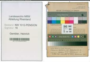 Entnazifizierung Heinrich Gembler , geb. 25.08.1905 (Verw.Inspektor)