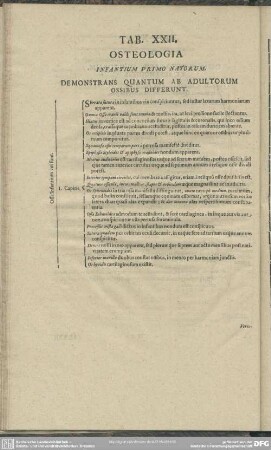 Tab. XXII. Osteologia. Infantum Primo Natorum, Demontrans Quantum Ab Adultorum Ossibus Differunt