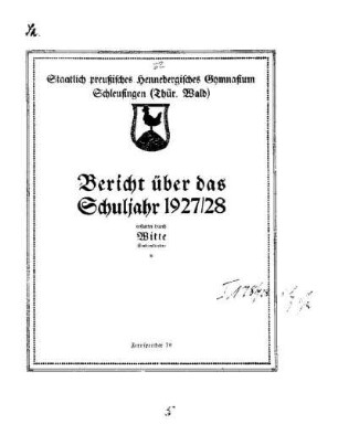 1927/28: Bericht über das Schuljahr ... - 1927/28