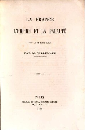 La France, l'empire et la papauté : question de droit public