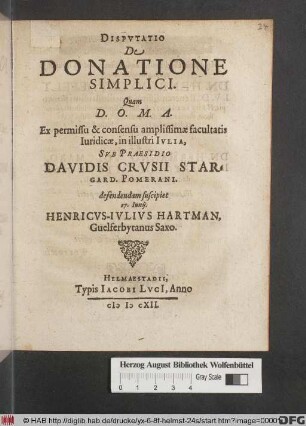 Disputatio De Donatione Simplici