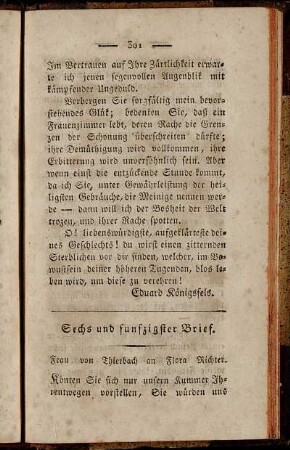 Sechs und funfzigster Brief. Frau von Thierbach an Flora Richter