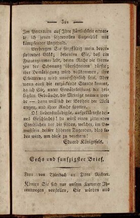 Sechs und funfzigster Brief. Frau von Thierbach an Flora Richter
