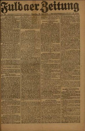 Erste Ausgabe vom Samstag, den 28. Juni 1919.