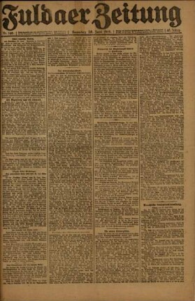 Erste Ausgabe vom Samstag, den 28. Juni 1919.