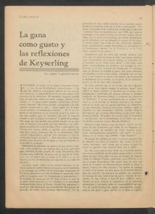 [Continuación] La gana como gusto y las reflexiones de Keyserling : II