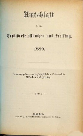 Amtsblatt. 1889