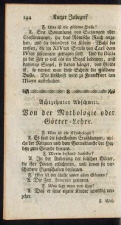 Von der Mythologie oder Götter-Lehre.