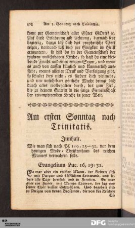 Am ersten Sonntag nach Trinitatis