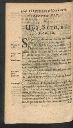 Sectio XIV. De Ubi, Situ, Et Habitu.