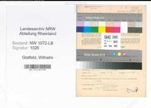 Entnazifizierung Wilhelm Glatfeld , geb. 16.08.1901 (Telegrafenassistent)