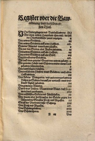 Newe Bawordnung des Fürstenthumbs Würtemberg