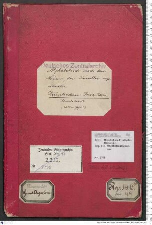 Alphabetisch nach Künstlernamen geordnetes Inventar der Kunstgegenstände