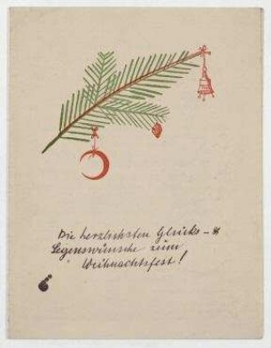 Einladungskarte der academie roter mond. Berlin. Weihnachtsglückwünsche, mit Ankündigung und Anmeldevordruck der Sylvester-Feier 1924 der academie roter mond.