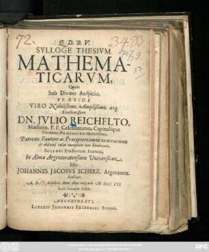Sylloge Thesivm Mathematicarvm