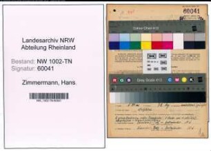 Entnazifizierung Hans Zimmermann , geb. 10.01.1915 (Kontrolleur)