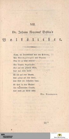 VII. Volkslieder