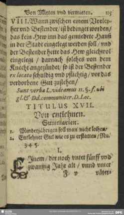 Titulus XVII. Von entlehnen