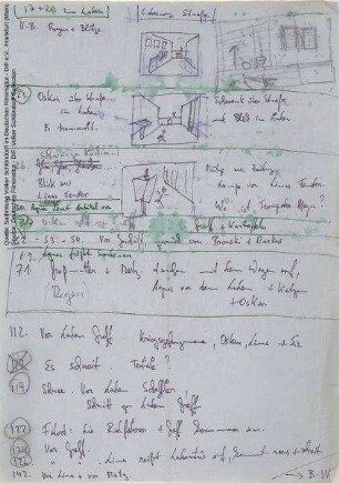Notizen und Skizzen zum 03.10.1978, handschriftlich von Volker Schlöndorff