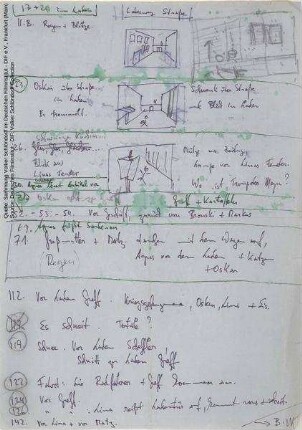 Notizen und Skizzen zum 03.10.1978, handschriftlich von Volker Schlöndorff