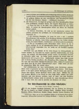 ¬Der¬ Schreibunterricht im ersten Schuljahre
