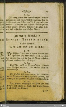 Zweyter Abschnit. Lebens-Verrichtungen