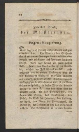 Zweiter Grad, der Meisterinnen.