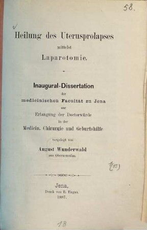 Heilung des Uterusprolapses mittelst Laparotomie