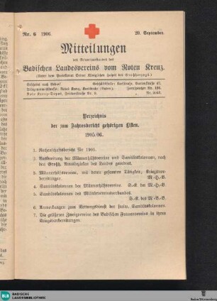 Mitteilungen des Gesamtvorstandes des Badischen Landesvereins vom Roten Kreuz