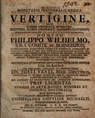 Disp. inaug. med. de vertigine