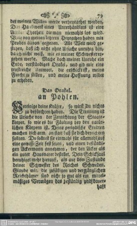 Das Orakel an Pohlen