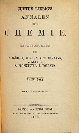 Justus Liebig's Annalen der Chemie. 205. 1880
